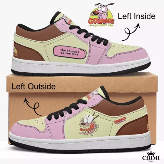 Courage the Cowardly Dog Low Top Leather Sneakers Comic Book Collectible Sneaker