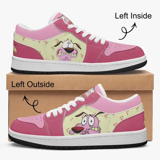 Courage the Cowardly Dog Low Top Leather Sneakers Comic Book Collectible Sneaker