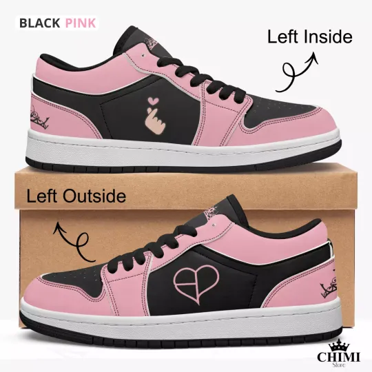 Custom BLACKPINK BORN PINK TOUR Low-Top Leather Sneakers Black Pink.Collectible