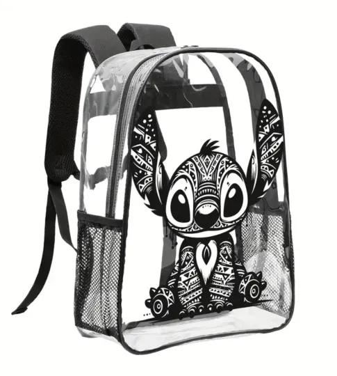 Clear Transparent Stitch Black & White Backpack