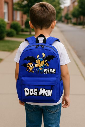Kids Backpack Dog Man for School, Preschool & First Day, Cute Animal Bag