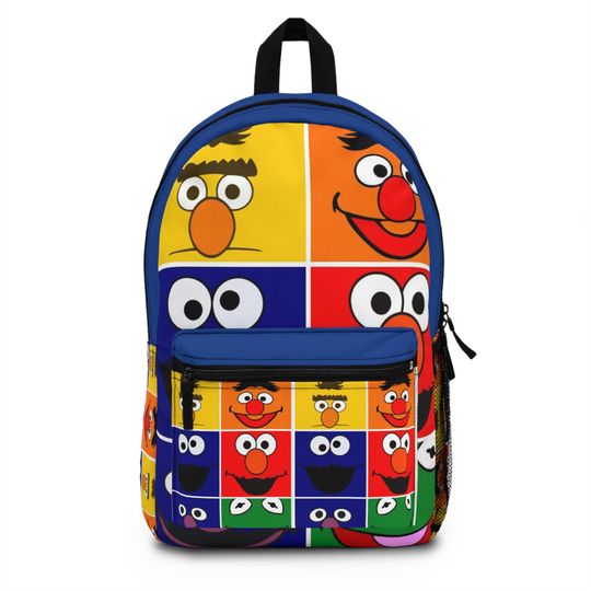 Colorful Cartoon Sesame Street Inspired Backpack for Kids, School Bag, Vintage Style, Back to School, Daily Use