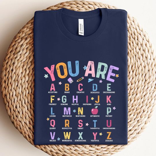 You Are Kind Shirt – Back to School Alphabet Tee for Kindergarten Teachers Gift
