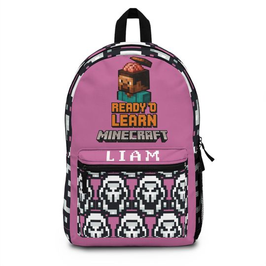 Minecraft Inspired Backpack, Personalized School Bag for Elementary & Middle School Kid, Custom Name Bag for Gamer Enthusiast Back-to-School