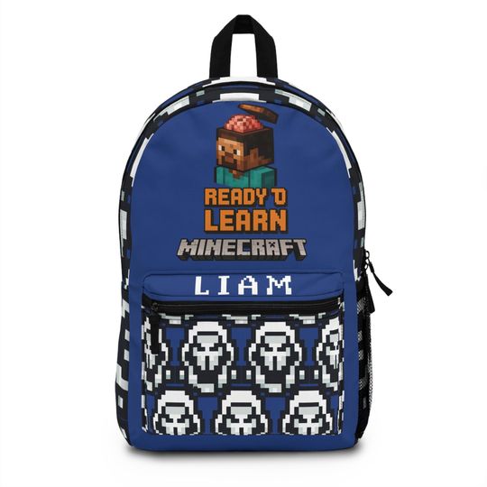 Minecraft Inspired Backpack, Personalized School Bag for Elementary & Middle School Kid, Custom Name Bag for Gamer Enthusiast Back-to-School