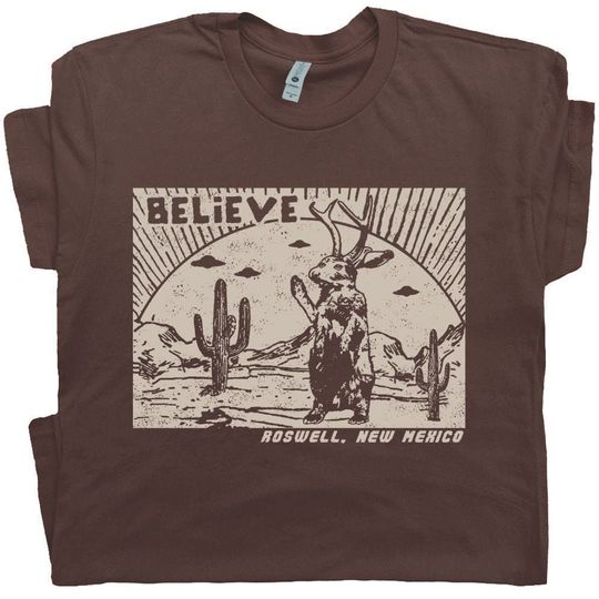 Jackalope T Shirt UFO Cool Graphic Southwest Jackrabbit Roswell New Mexico Tee