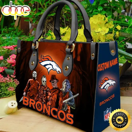 Personalized Denver_Team Broncos Horror Leather Bag, Custom Leather Bag