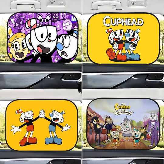 Cartoon Cuphead Car Sun Shade For Windshield