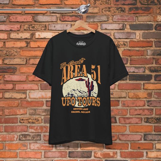 Area 51 T-Shirt UFO Tours Groom Lake Sci-Fi Black Conspiracy Tee Alien Hunters