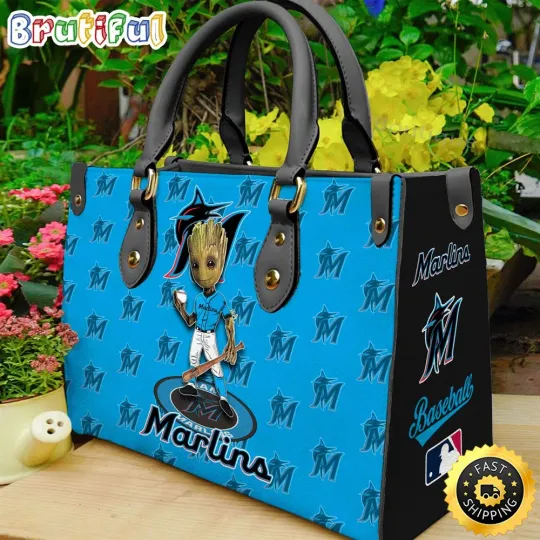 Personalized Miamis Team Marlins Leather Bag, Baseball Custom Bag