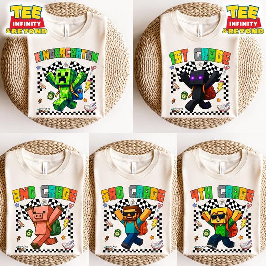 Custom MineC Back to School Shirt – Gamer Grade Level Tee for Boys K to 4th Grade