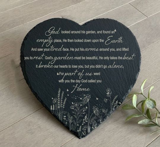 God's Garden, Garden Stone Sympathy Gift, Slate Grave Marker, Keepsake, Remembrance, Bereavement Gift, Loss of a Loved One, Grave Decoration