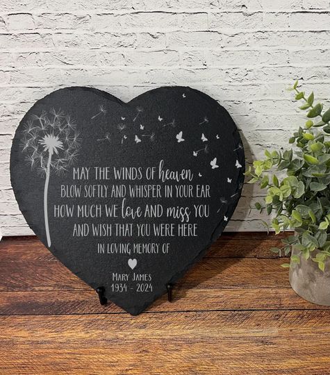 May the Winds of  Heaven Blow Softly,  Sympathy Gift, Slate Grave Marker, Keepsake, Remembrance, Bereavement Gift, Loss of a Loved One,