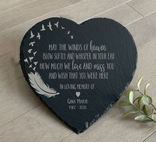 May the Winds of  Heaven Blow Softly,  Sympathy Gift, Slate Grave Marker, Keepsake, Remembrance, Bereavement Gift, Loss of a Loved One,