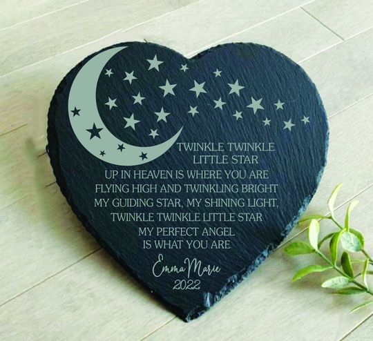 Twinkle Twinkle Little, Sympathy Gift, Slate Grave Marker, Keepsake, Remembrance, Bereavement Gift, Loss of a Loved One, Miscarriage Gift