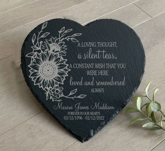 A silent tear,  Sympathy Gift, Slate Grave Marker, Keepsake, Remembrance, Bereavement Gift, Loss of a Loved One, Grave Decoration,