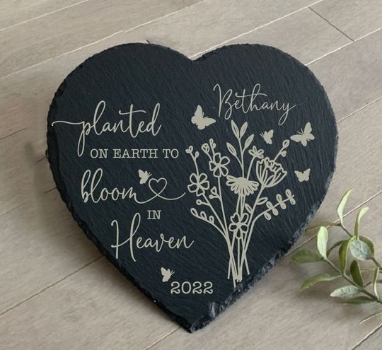 Planted On Earth, Sympathy Gift, Slate Grave Marker, Keepsake, Remembrance, Bereavement Gift, Loss of a Loved One, Miscarriage Gift