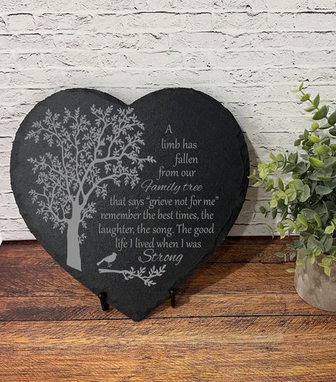 A Limb Has Fallen From The Family Tree, Sympathy Gift, Slate Grave Marker, Keepsake, Remembrance, Bereavement Gift, Loss of a Loved One,
