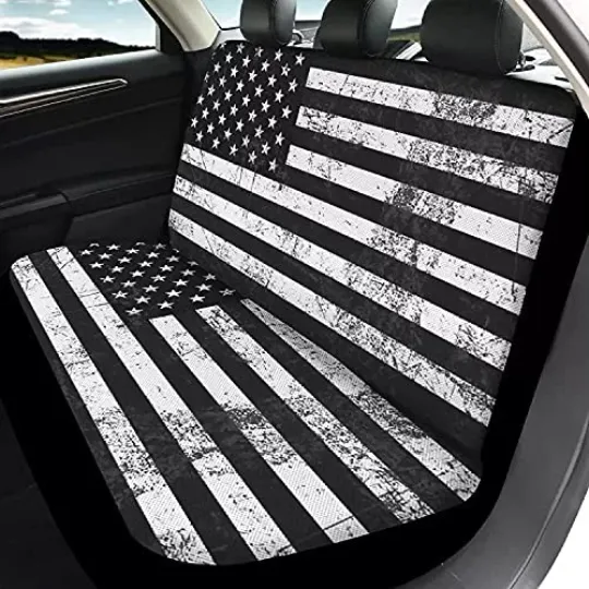 Printed Car Back Seat Covers Rear Bench Cover,Universal Black American Flag