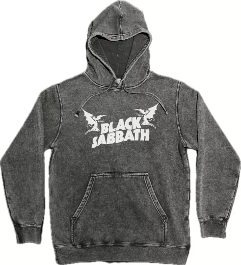 Black Sabbath Henry Vintage Wash Hoodie Premium Mineral Wash Hooded Sweatshirt