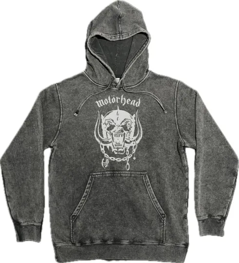 MOTORHEAD Warpig Vintage Wash Hoodie on Premium Mineral Wash Hooded Sweatshirt