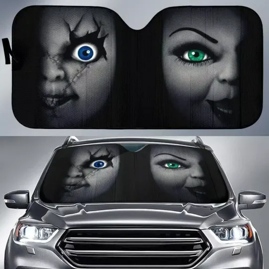 Horror Couple Chucky And Tiffany Car Windshield Sun Shade