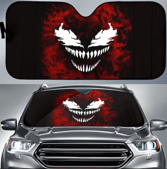 Venom Car Sunshade Gift 2025, Halloween Gift For Halloween, Horror Car Sunshade