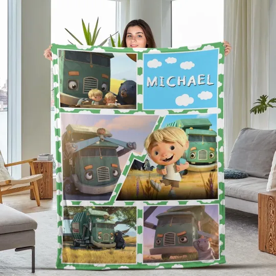 Trash Truck Disney Blanket - Disney Lovers- Disney Gift, Disneyland Fleece, Cart