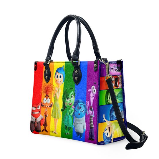 Personalized Inside Out leather handbag, Inside Out gift, Inside Out Characters bag, Cartoon Character Bag, Inside Out 2 Movie Fan