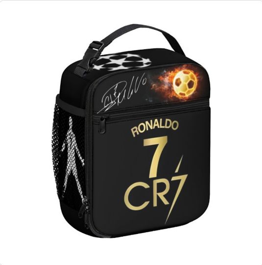 Ronaldo Kids Lunch Bag, Insulated Large Capacity Tote, Reusable School Lunch Bag