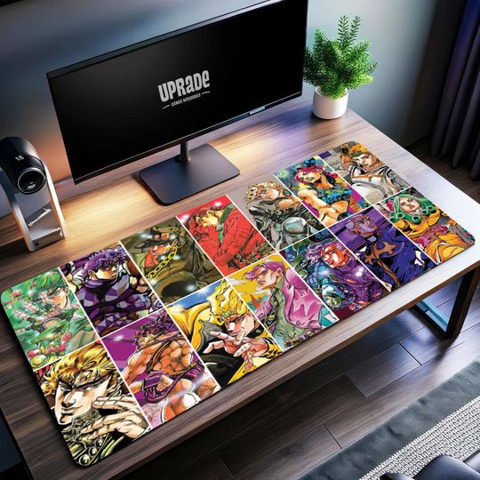 JoJo's Bizarre Adventure Epic Desk Mat - Colorful Character Montage Gaming Pad, Must-Have for Fans