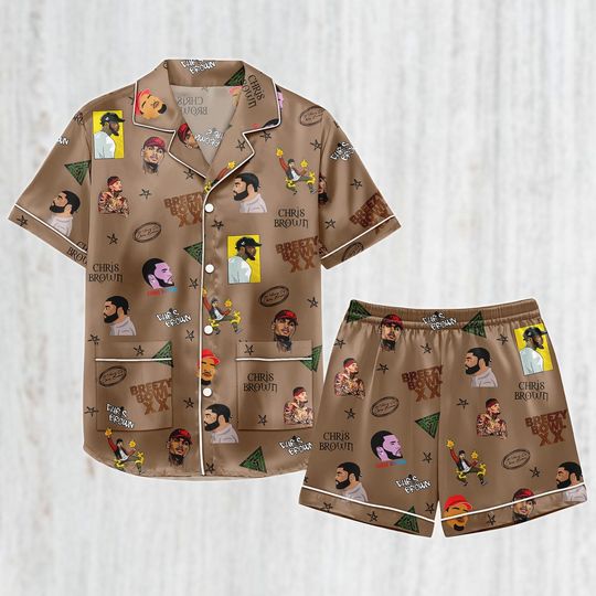 Breezy Bowl XX Pajamas, Chris Brown Pajamas Shorts, Breezy Bowl XX 2025 Tour Pj Set, Chris Brown Merch