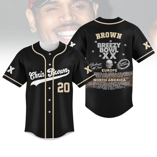 Custom Chris Brown Breezy Bowl XX Baseball Jersey, Chris Brown Baseball Shirt, Chris Brown Concert 2025 Shirt, Chris Brown Fan Gift