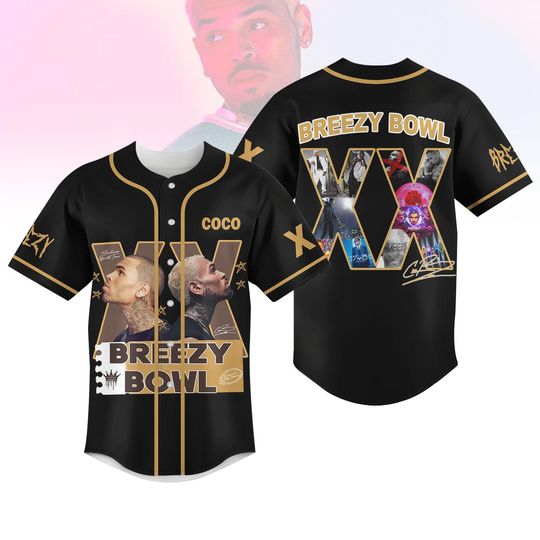 Custom Chris Brown Breezy Bowl XX Baseball Jersey, Chris Brown Baseball Shirt, Chris Brown Fan Gift, Chris Brown Merch Jersey Shirt