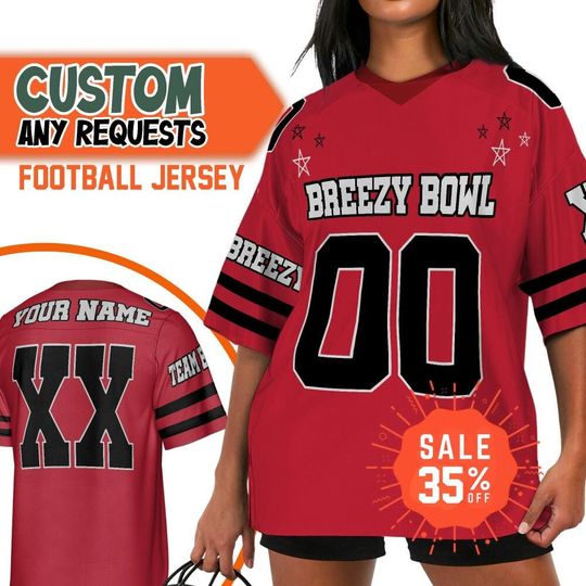 Personalize Football Breezy Bowl Tour Red, Football Jersey, Breezy Bowl XX 2025 Shirt, Breezy Bowl Jersey, Gift For Fans
