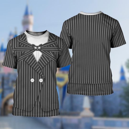 Jack Skellington Costume T-shirt, The Nightmare Before Christmas Cosplay Costume Shirt, Cartoon Character Costume Shirt