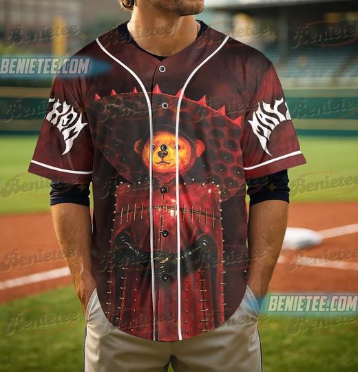 Ld ga Mayhem Bear Jersey, Red Latex Look from Abracadabra Music Video, Mayhem Ball Concert Tour Shirt