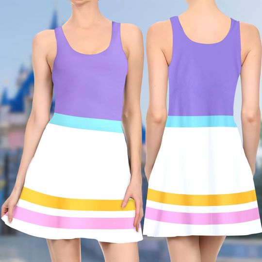 Daisy Duck 3D Cosplay Costume Skater Dress, Mickey Mouse Dress, Daisy Duck Mom Daughter Dress, Daisy Duck Mickey Mouse Dress