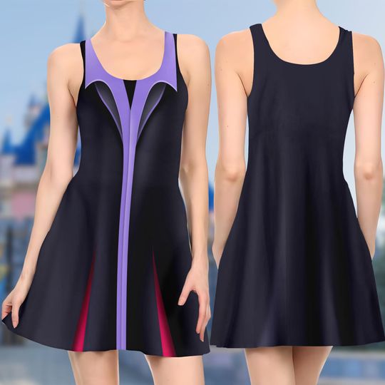 Disney Sleeping Beauty Skater Dress, Maleficent Villains Cosplay Costume, Disney Cosplay Women Girl Dress, Maleficent Halloween Costume