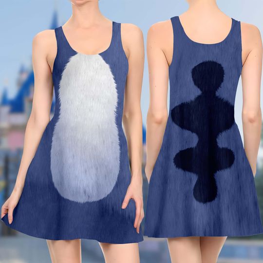 Disney Lilo & Stitch Skater Dress, Stitch Blue Alien Cosplay Costume, Disney Cosplay Women Girl Dress, Stitch Cartoon Halloween Costume