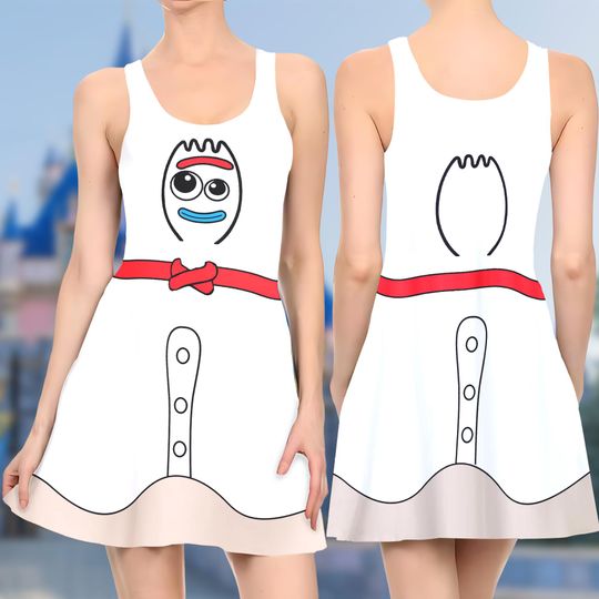 Forky Toy Story 3D Cosplay Costume Skater Dress, Forky Toy Story Dress, Forky Toy Story Mom Daughter Dress, Toy Story Dress Gift