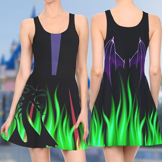 Mistress Of Evil 3D Cosplay Costume Skater Dress, Maleficent Dress, Maleficent Mistress Of Evil Mom Daughter Dress, Maleficent Dress