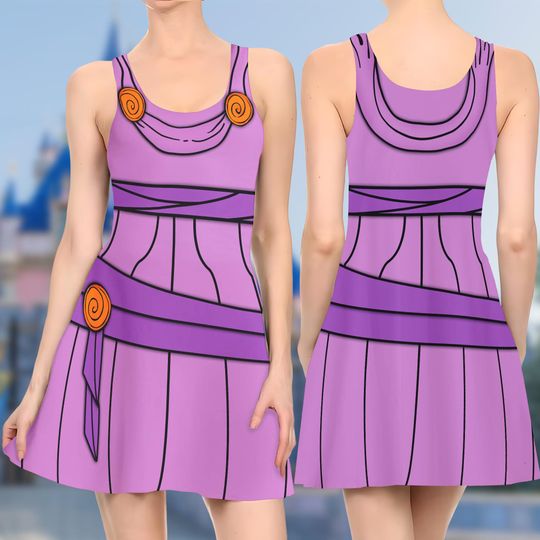 Megara Hercules 3D Cosplay Costume Skater Dress, Hercules And Dress, Megara Hercules Mom Daughter Dress, Megara Hercules Dress