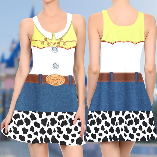 Jessie Cowgirl 3D Cosplay Costume Skater Dress, Toy Story Dress, Jessie Toy Story Mom Daughter Dress, Jessie Toy Story Dress Gift