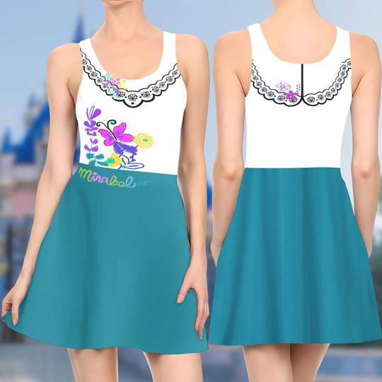 Mirabel Madrigal 3D Cosplay Costume Skater Dress, Encanto Dress, Mirabel Madrigal Encanto Mom Daughter Dress, Encanto Dress
