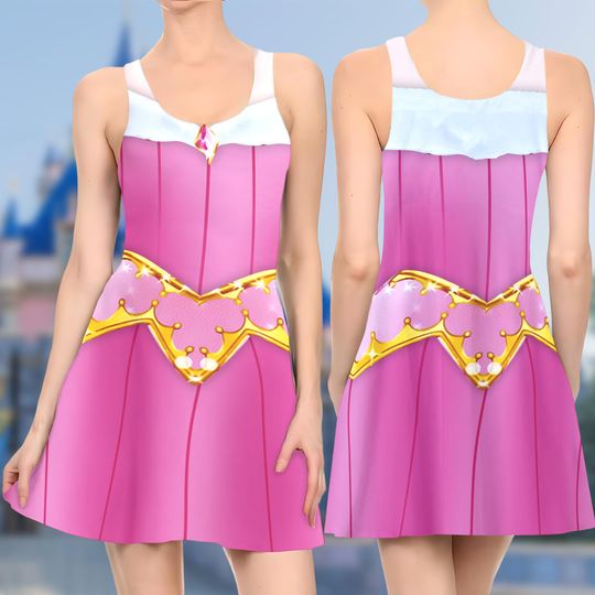 Aurora Princess 3D Cosplay Costume Skater Dress, Sleeping Beauty And Dress, Sleeping Princess Mom Daughter Dress, Aurora Princess Dress