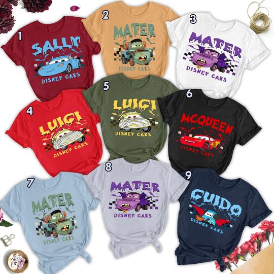 Funny Car Halloween Shirt, Lightning Cars And Friend Halloween Matching Shirt, Halloween Cars Group Costumes, Evil Car Funny Tee