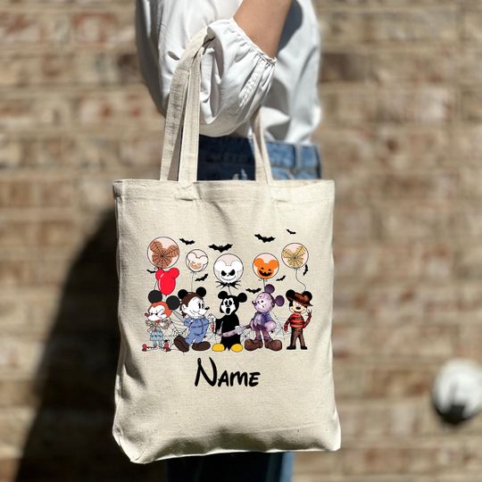 Custom Disney Halloween Tote Bag – Mickey Horror Movie Trick or Treat Bag