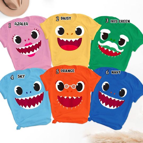Funny Sharks Face Matching Shirt, Shark Team Group T-Shirt, Birthday Boy Girl Toddler, Family Party Theme Halloween Costume, Gift For Kids