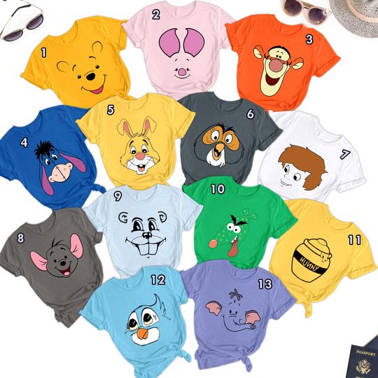 Pooh Bear And Friends Cosplay Matching Shirt, Magic Kingdom Shirt, Halloween Costume For Family Group T Shirt, Movie Family Gift